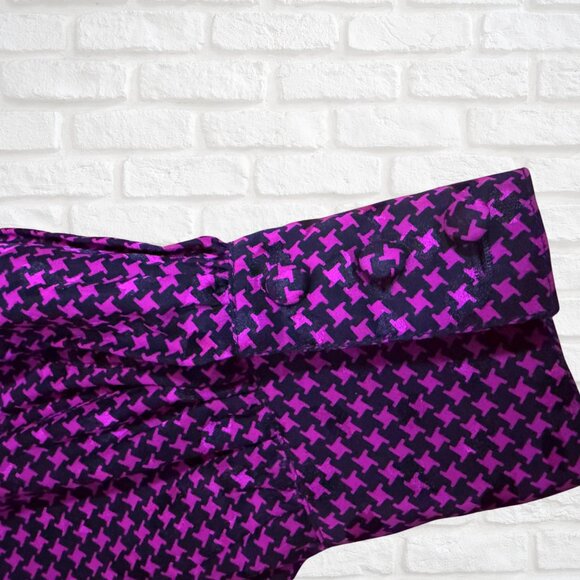 Vintage 80s Francesca of Damon for Starington 100% Silk Blouse Magenta & Blk Sz6 - Picture 8 of 9